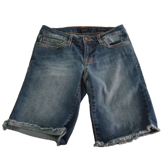 Jessica Simpson Short Size 26  Distressed Cut-Off Denim Bermuda Short Pockets - Picture 1 of 3